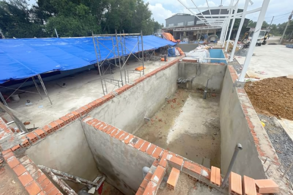 Dự án thi công bể bơi cho chị Hiền tại Thanh Hóa